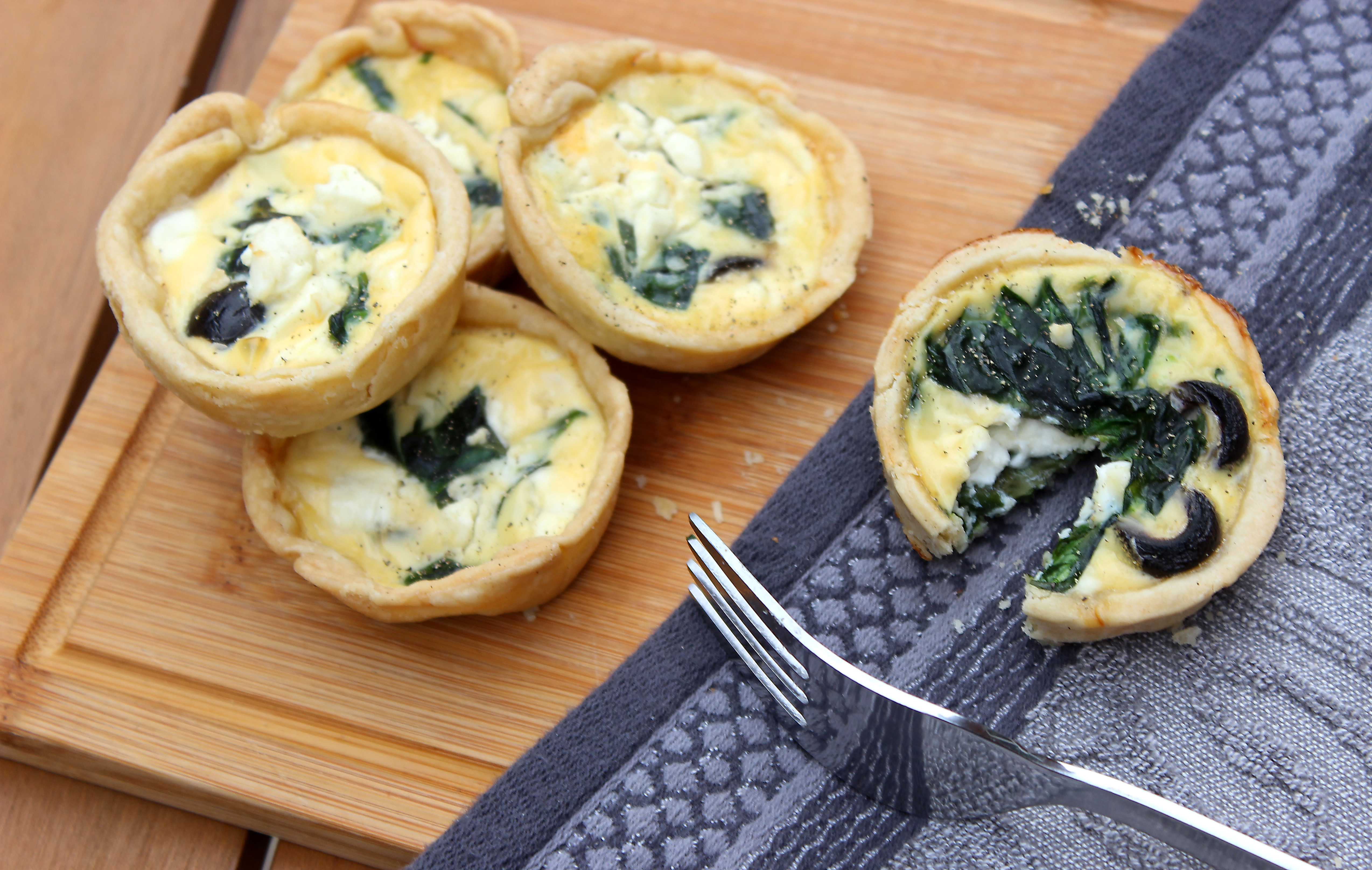 Feta, Black Olive and Spinach Quiche Tarts xameliax
