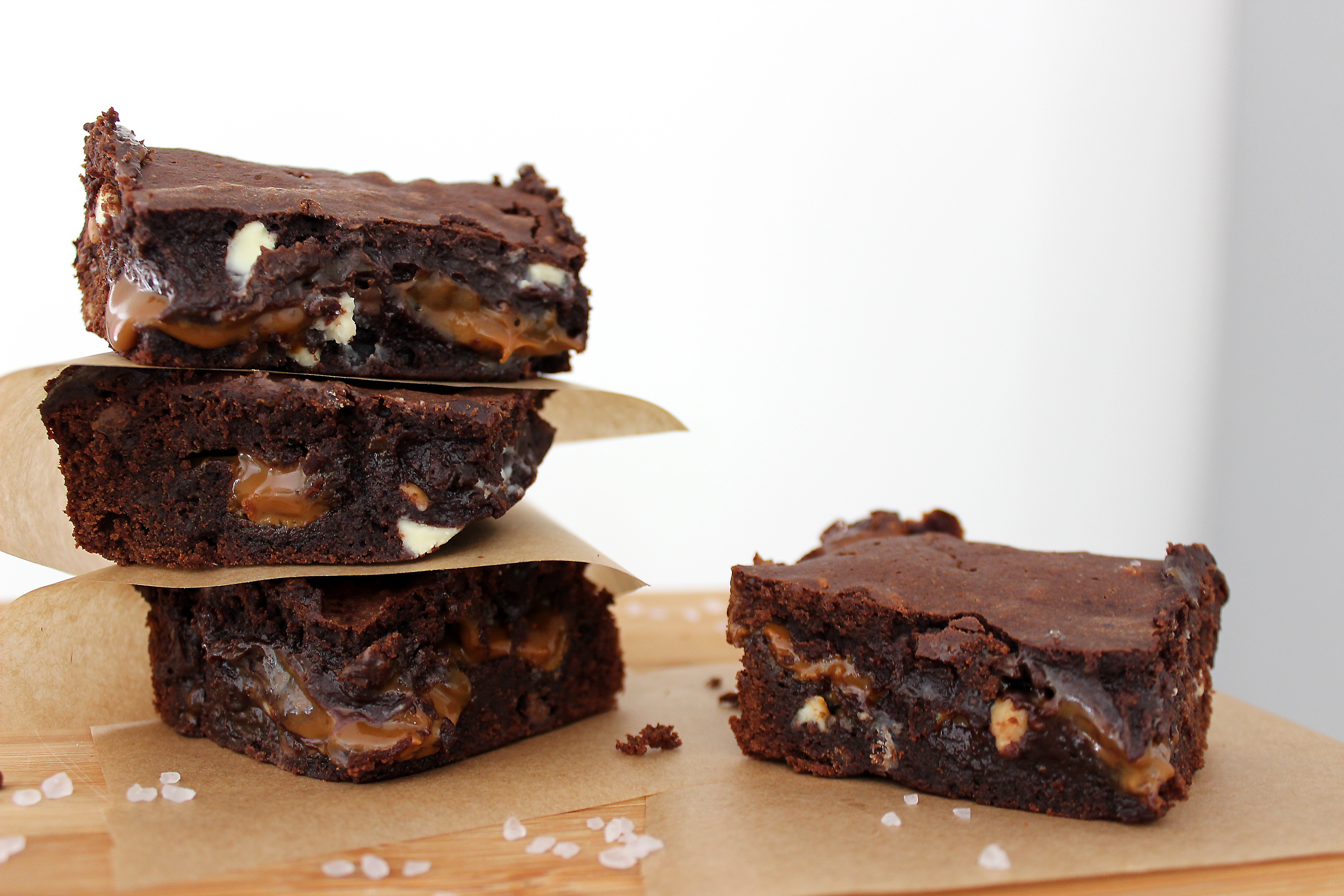 Salted Caramel Peanut Butter Triple Chocolate Brownies