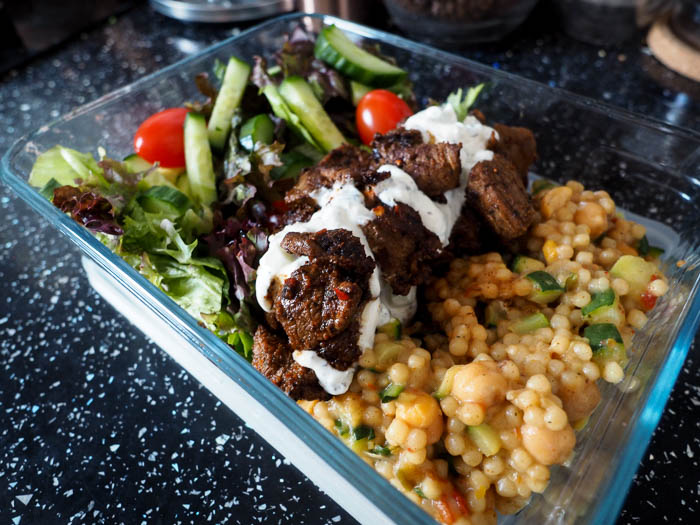 High protein lamb salad lunch box