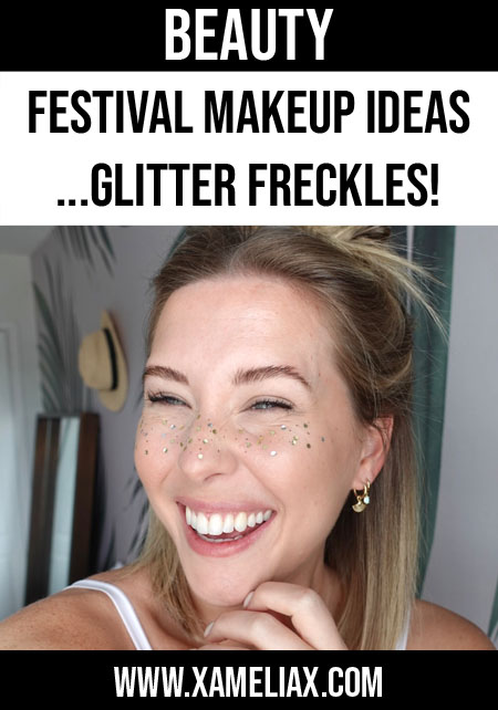 festival makeup glitter freckles